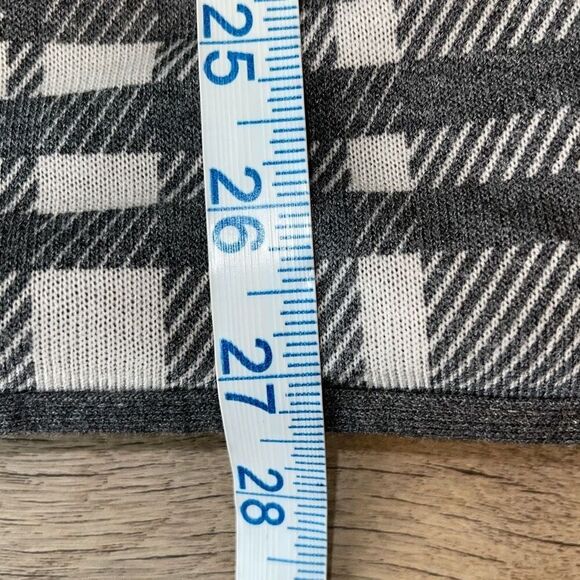 Thread & Supply Gray and White Buckle Plaid Wrap Waterfall Jacket Cardigan Sweat - Picture 7 of 7